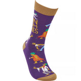 I RUN FROM ZOMBIES Adult Unisex Halloween Socks Primitives By Kathy Brand - Novelty Socks And Slippers