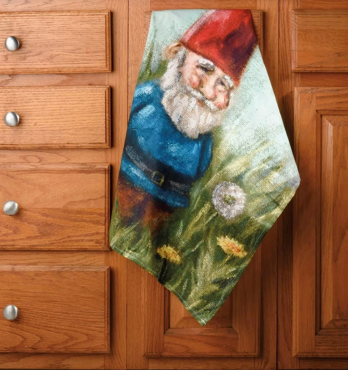 PRIMITIVES BY KATHY GNOME Painted Garden Kitchen Tea Towel - Novelty Socks And Slippers