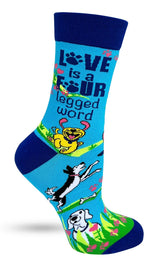 FABDAZ Brand Ladies LOVE IS A FOUR LEGGED WORD Socks (CHOOSE COLOR) - Novelty Socks And Slippers