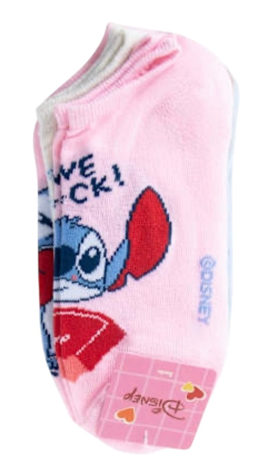 DISNEY LILO & STITCH Ladies 5 Pair Of VALENTINES DAY No Show Socks ‘LOVE ATTACK’ - Novelty Socks And Slippers