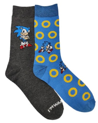 SONIC THE HEDGEHOG Men’s 2 Pair Of Socks With GOLS RINGS - Novelty Socks And Slippers