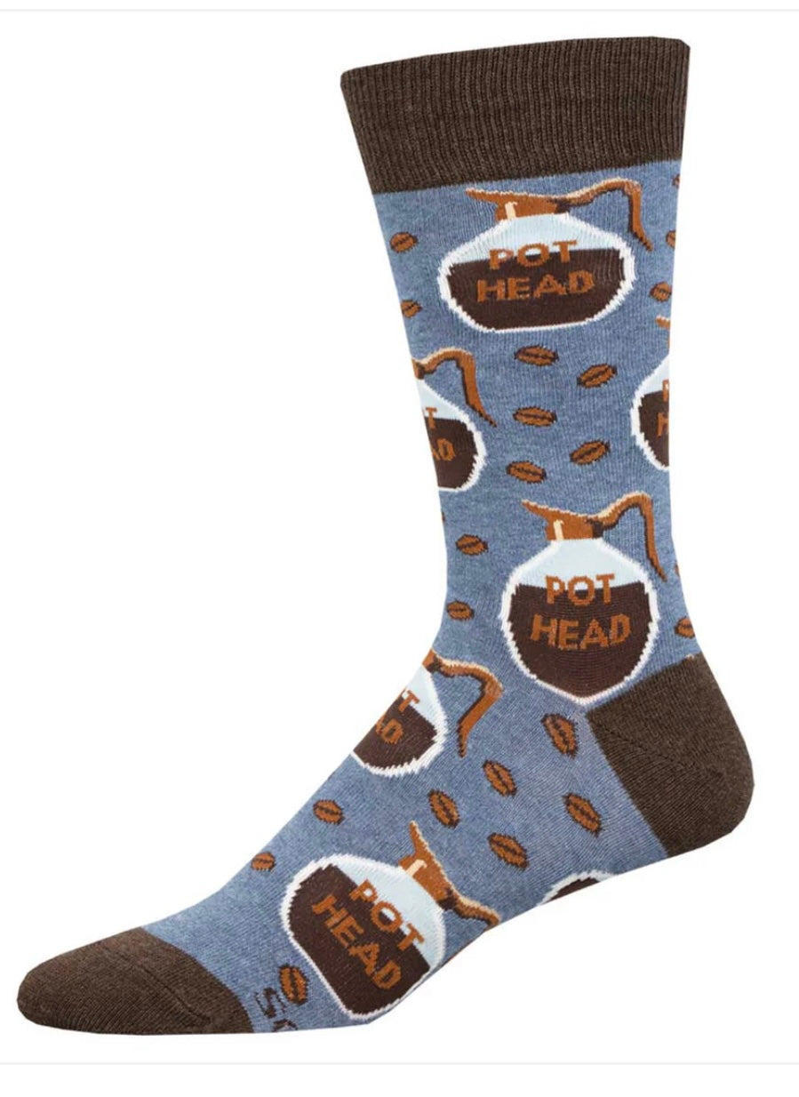 POT HEAD Men’s COFFEE Socks Socksmith Brand Coffee Pots All Over - Novelty Socks And Slippers