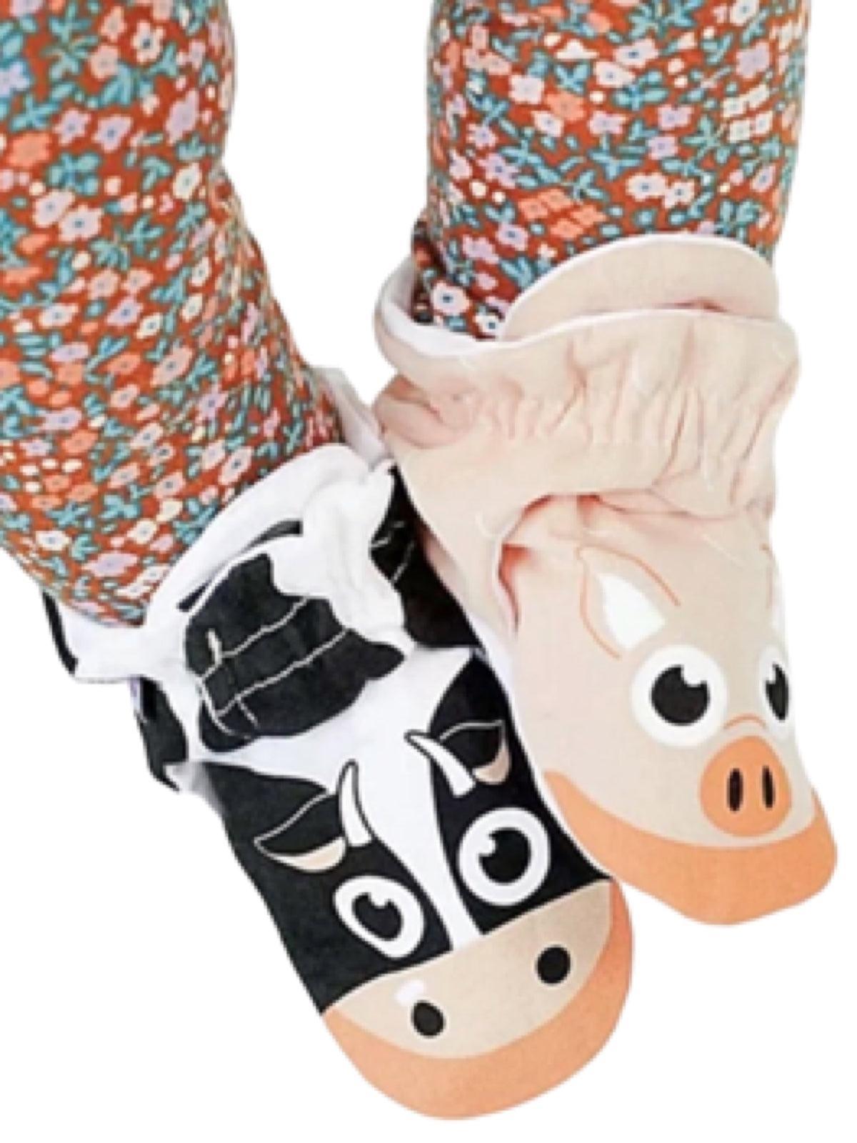 PALS SOCKS Brand Unisex BABY BOOTIES MISMATCHED COW & PIG (CHOOSE SIZE) - Novelty Socks for Less