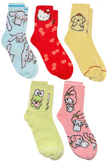 SANRIO HELLO KITTY Ladies 5 Pair Of Socks POMPOMPURIN, KEROPPI, CINNAMOROLL - Novelty Socks And Slippers