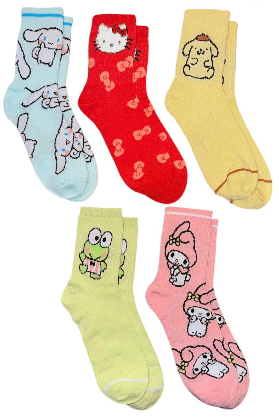 SANRIO HELLO KITTY Ladies 5 Pair Of Socks POMPOMPURIN, KEROPPI, CINNAMOROLL - Novelty Socks And Slippers