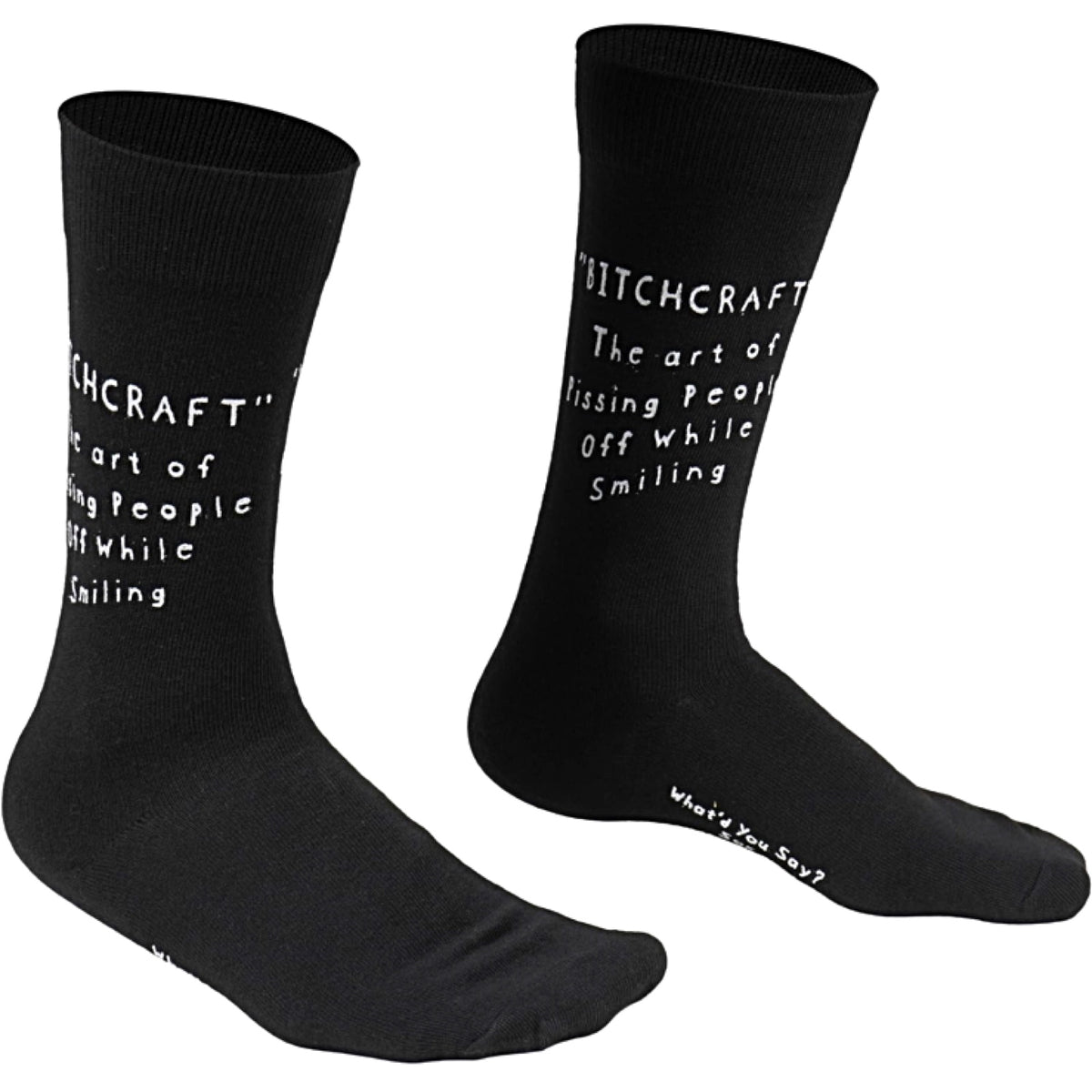 WHAT’D YOU SAY Brand Unisex ‘BITCHCRAFT THE ART OF PISSING PEOPLE OFF WHILE SMILING’ Socks - Novelty Socks And Slippers