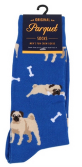 PARQUET BRAND Men's PUG DOG Socks PUG DOGS & BONES - Novelty Socks And Slippers
