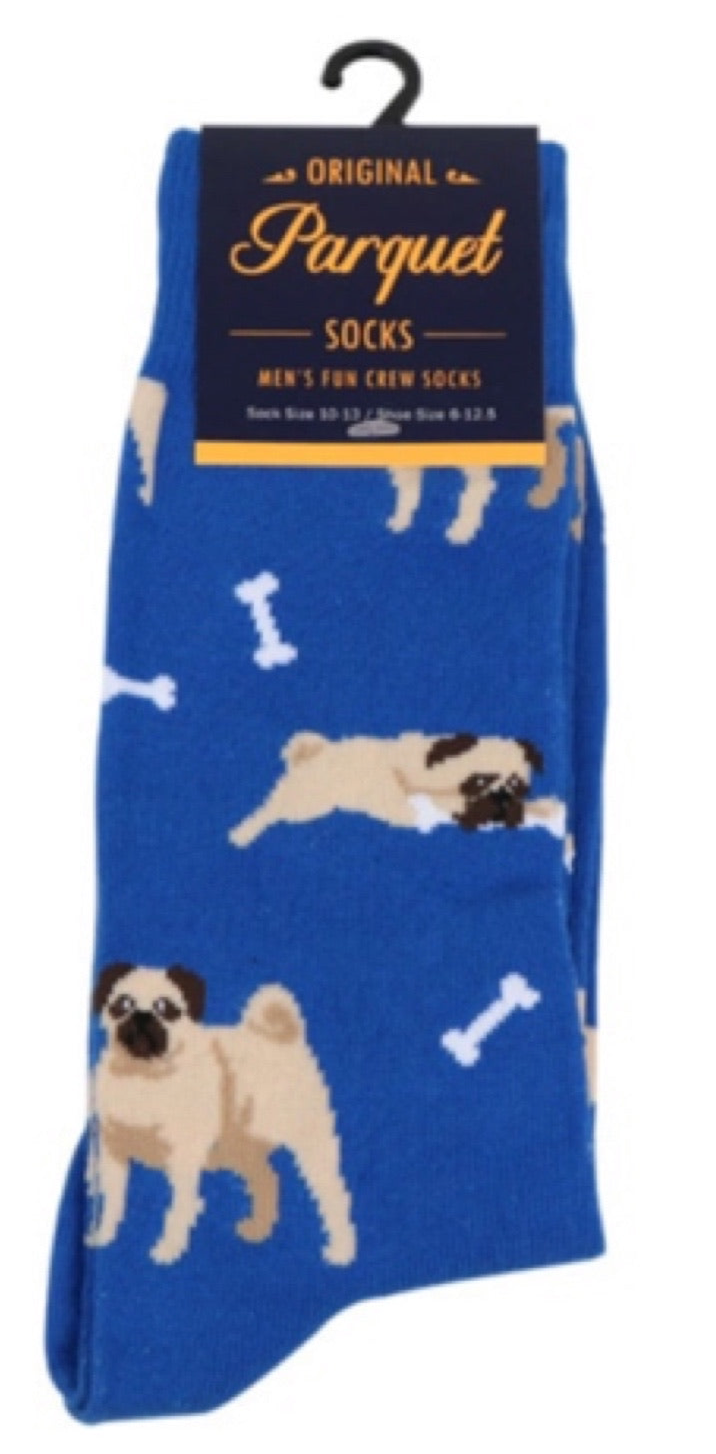 PARQUET BRAND Men's PUG DOG Socks PUG DOGS & BONES - Novelty Socks And Slippers