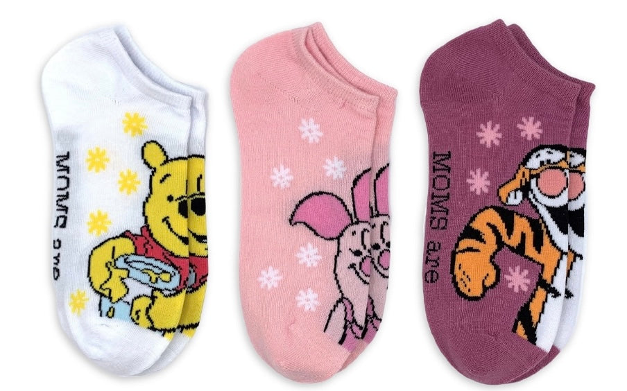 DISNEY WINNIE THE POOH Ladies 3 Pair Of MOTHERS DAY No Show Socks ‘MOMS ARE SWEET AS HUNNY’ - Novelty Socks And Slippers
