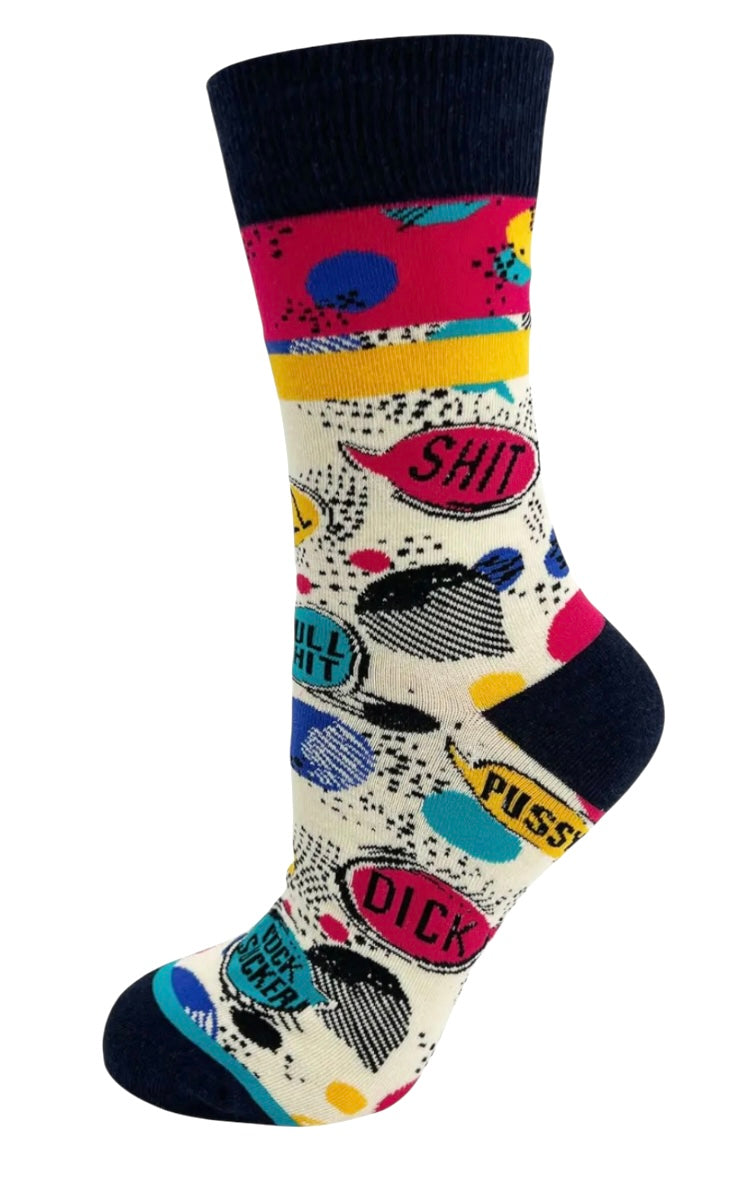 FABDAZ Brand Ladies SWEARING ALWAYS HELPS Socks Curse Words All Over - Novelty Socks And Slippers