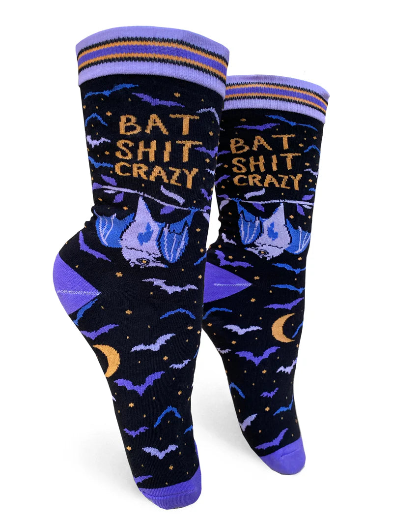 GROOVY THINGS Co. Brand Ladies BAT SHIT CRAZY Socks - Novelty Socks And Slippers