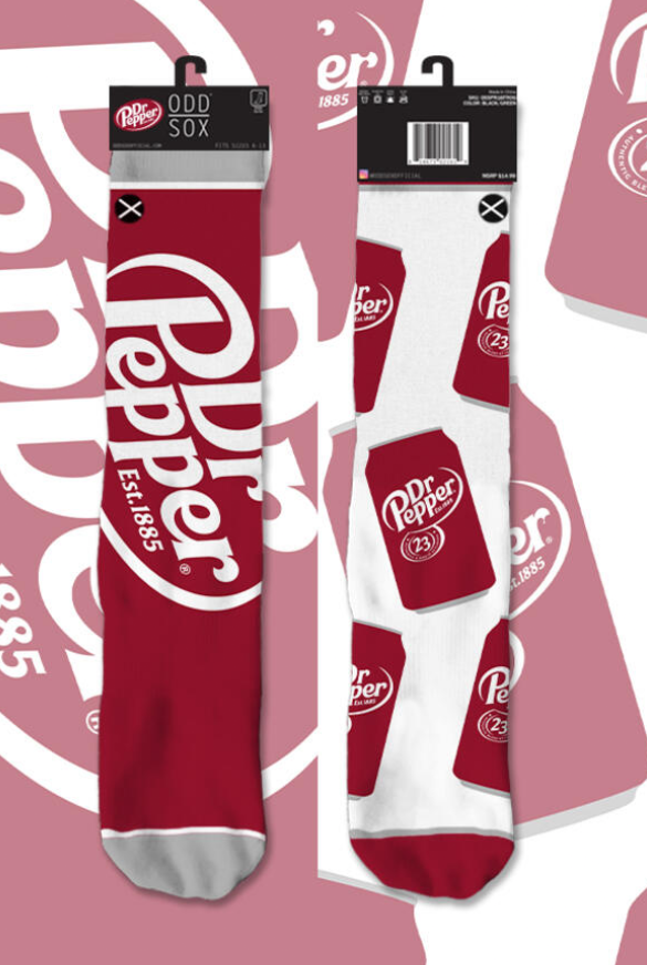 DR. PEPPER Soda Men’s Split Crew Socks ODD SOX Brand - Novelty Socks And Slippers