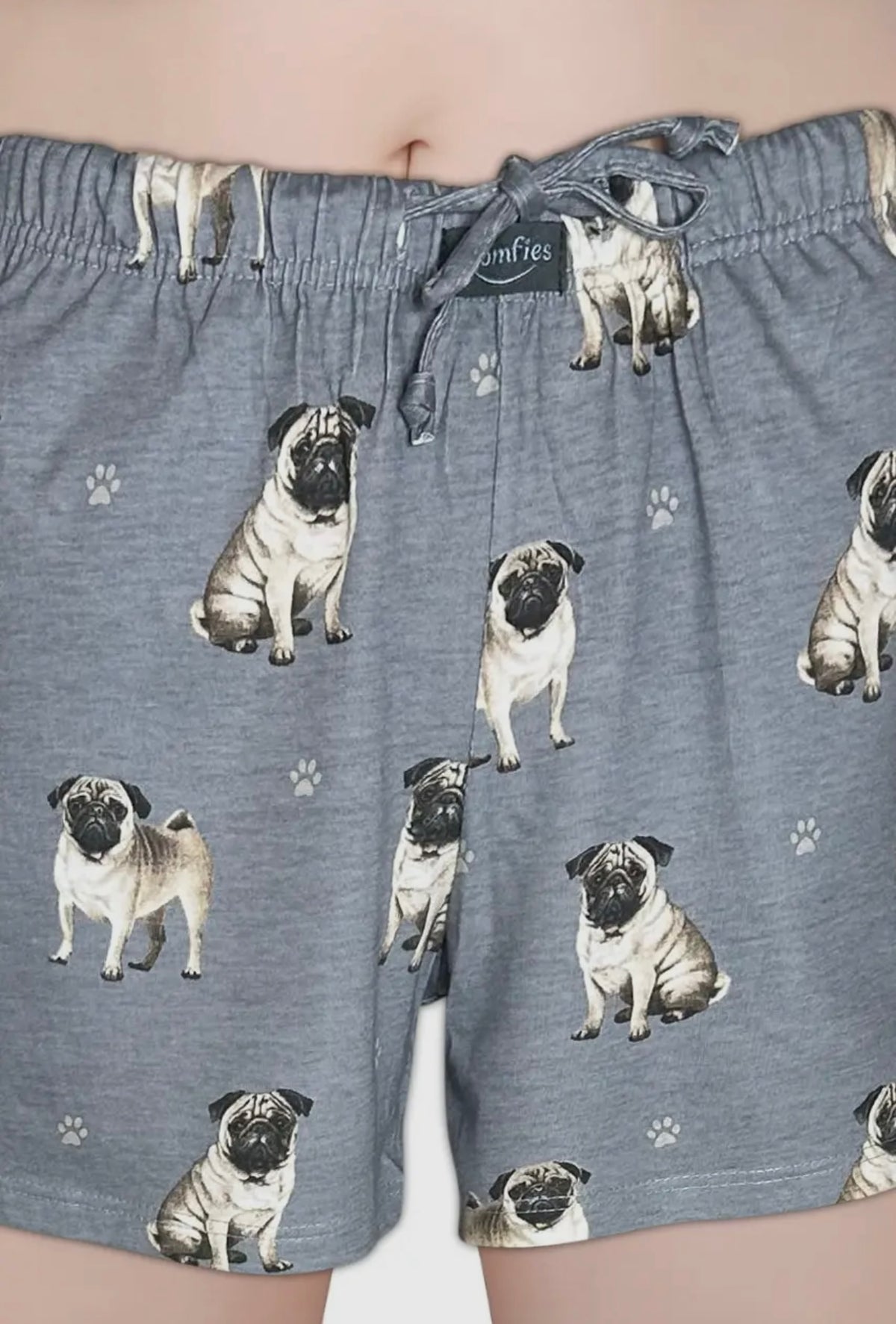 COMFIES LOUNGE PJ SHORTS Ladies PUG DOG By E&S PETS - Novelty Socks And Slippers