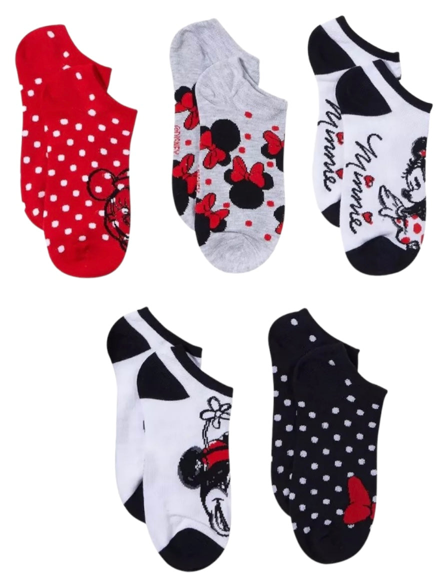 DISNEY Ladies 5 Pair Of MINNIE MOUSE No Show Socks - Novelty Socks And Slippers