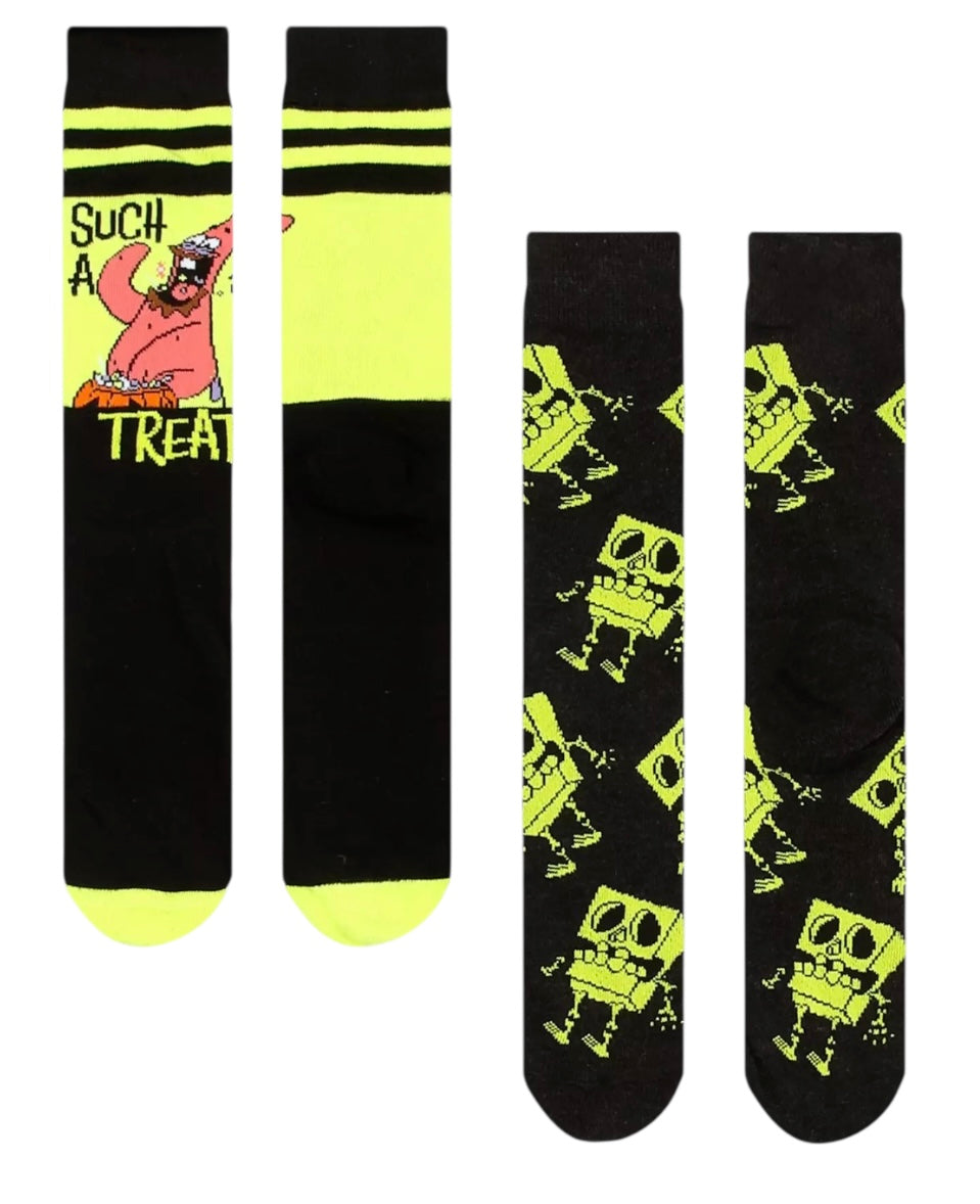 SPONGEBOB SQUAREPANTS Men’s 2 Pair Of HALLOWEEN Socks Patrick ‘SUCH A TREAT’ - Novelty Socks And Slippers