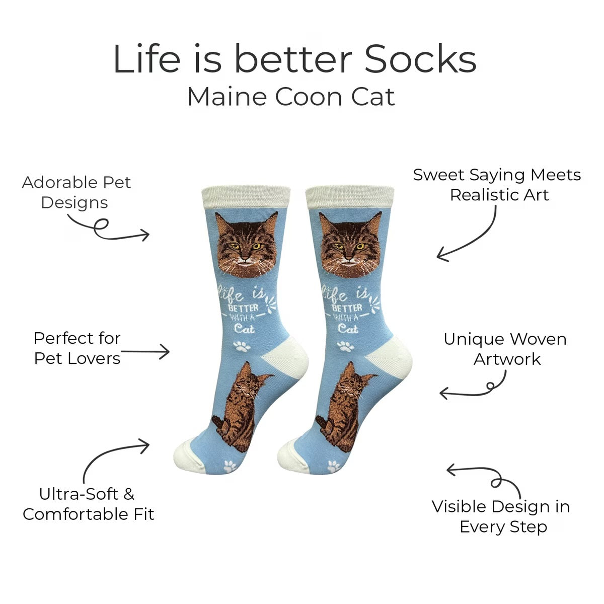 MAINE COON Cat Adult Unisex Socks By E&S Pets Choose Style