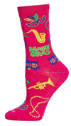 Memoi Brand Ladies MARDI GRAS Socks TROLLEY CARS, BEADS, MASKS - Novelty Socks And Slippers