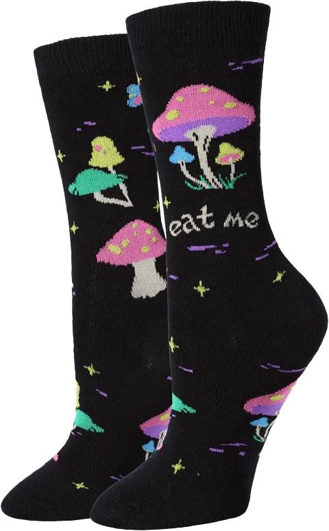 SOCK HARBOR Brand Ladies MUSHROOM Socks ‘EAT ME’ - Novelty Socks And Slippers