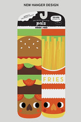 PALS SOCKS Brand Unisex BURGER & FRIES Mismatched Gripper Bottom Socks (CHOOSE SIZE) - Novelty Socks And Slippers