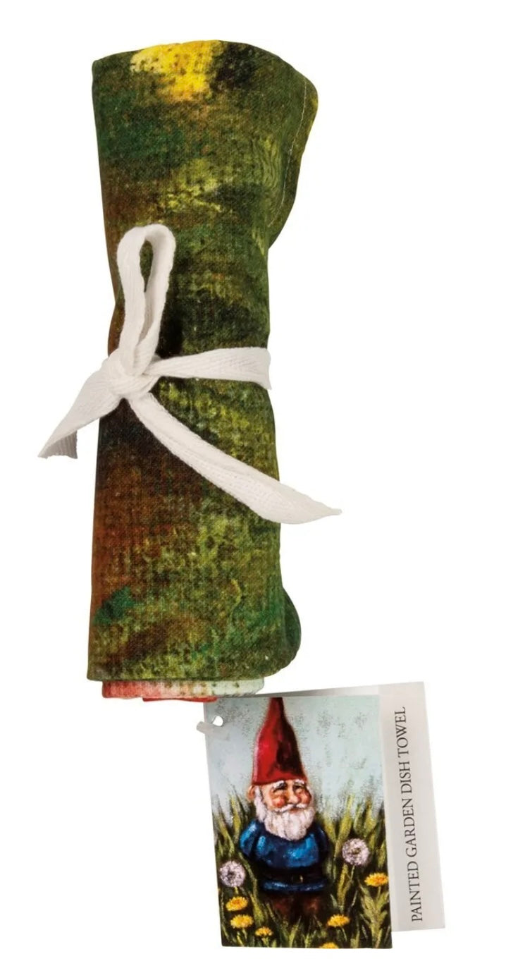 PRIMITIVES BY KATHY GNOME Painted Garden Kitchen Tea Towel - Novelty Socks And Slippers