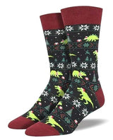 SANTASAURUS REX Men’s CHRISTMAS DINOSAUR Socks SOCKSMITH Brand - Novelty Socks And Slippers