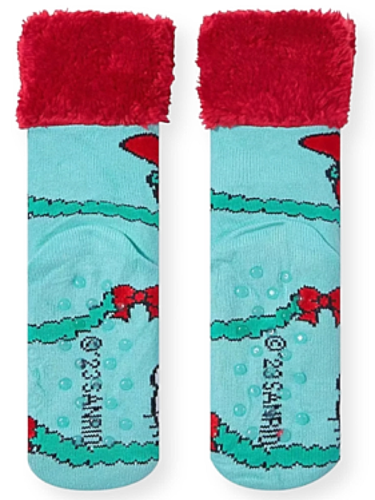 SANRIO HELLO KITTY Ladies CHRISTMAS Sherpa Lined Gripper Bottom Slipper Socks MY MELODY, KUROMI - Novelty Socks for Less