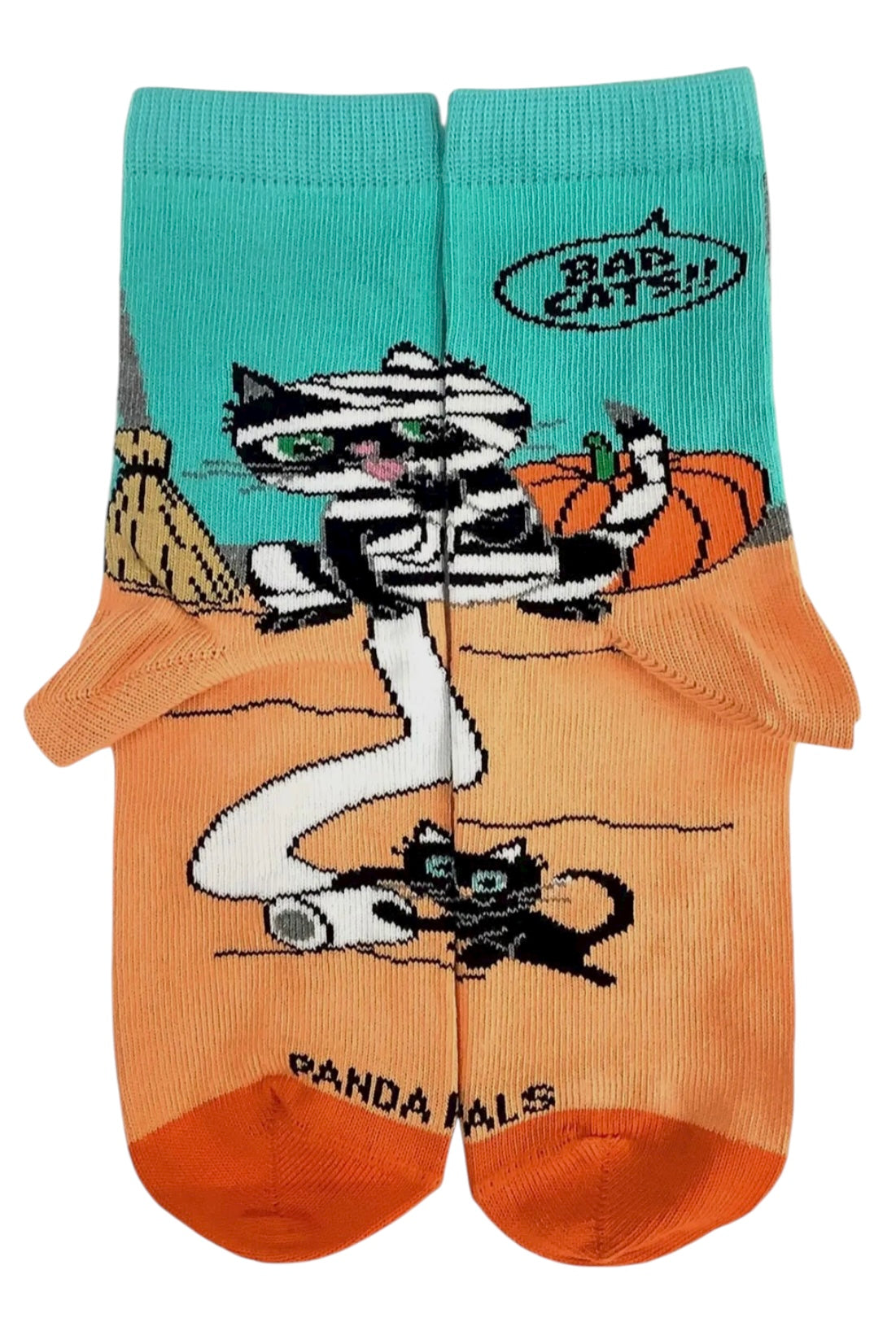 BAD CAT MUMMY Unisex Kids Halloween Socks (Choose Size) - Novelty Socks And Slippers