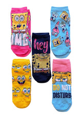 SPONGEBOB SQUAREPANTS Ladies 5 Pair Of Ankle Socks ‘HEY’ ‘DO NOT DISTURB’ - Novelty Socks And Slippers
