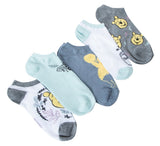 DISNEY WINNIE THE POOH Ladies 5 Pair Of No Show Socks Hunny Pot - Novelty Socks And Slippers