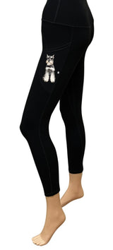 URBAN ATHLETICS Ladies SCHNAUZER High Rise Leggings With Pockets E&S Pets - Novelty Socks And Slippers