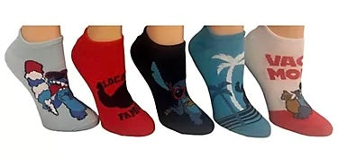 DISNEY Ladies 5 Pair of LILO & STITCH No Show Socks ‘VACAY MODE’ - Novelty Socks And Slippers