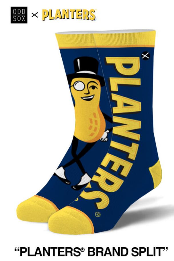 PLANTERS PEANUTS Men’s Split Crew Socks ODD SOX Brand MR. PEANUT - Novelty Socks And Slippers
