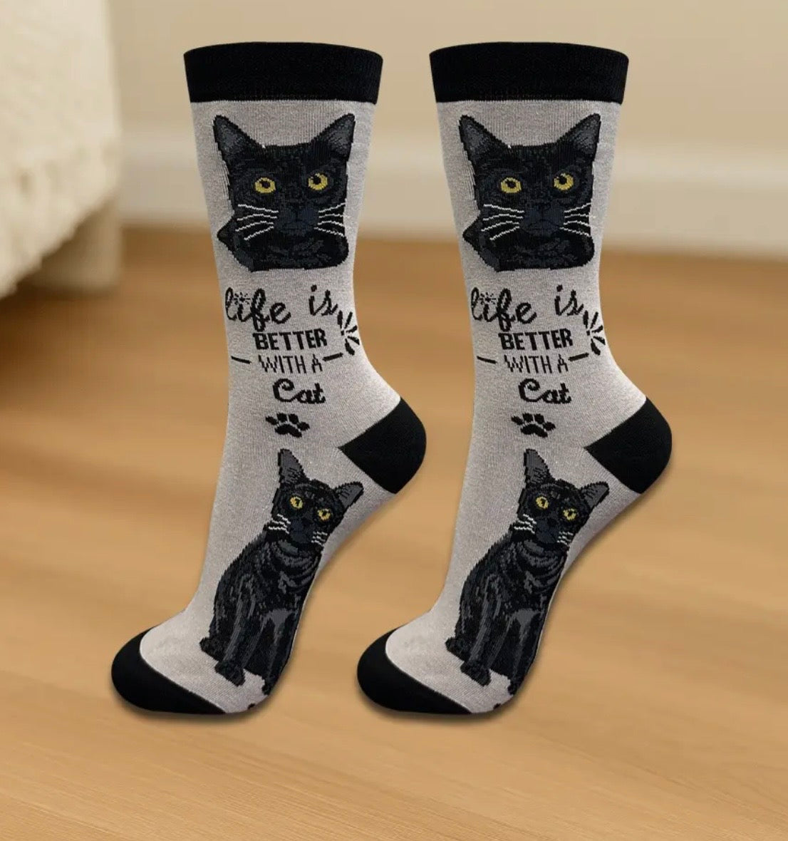 BLACK CAT Adult Unisex Socks By E&S Pets Choose Style