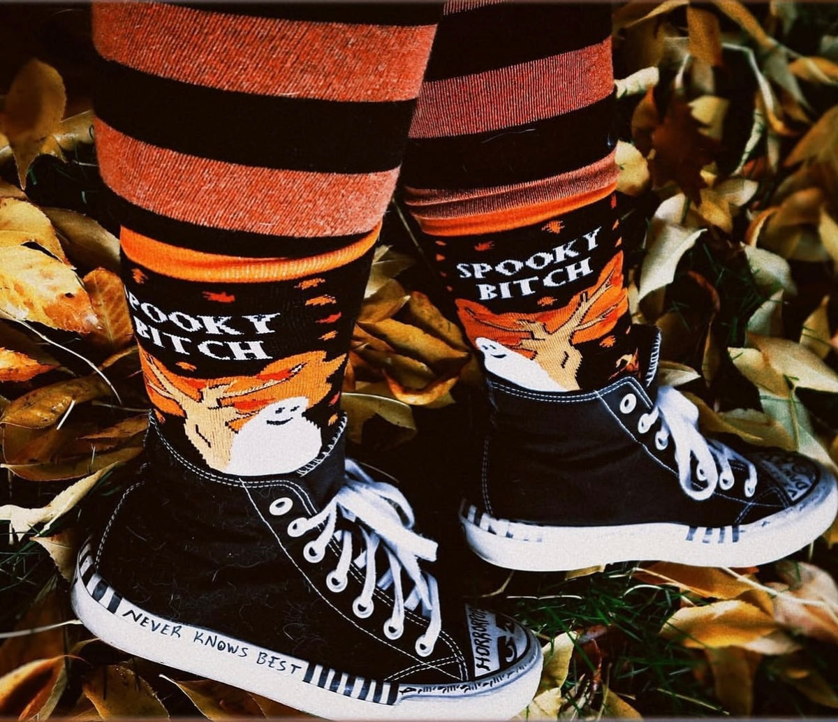 GROOVY THINGS Co Brand Ladies HALLOWEEN Socks ‘SPOOKY BITCH’ - Novelty Socks And Slippers
