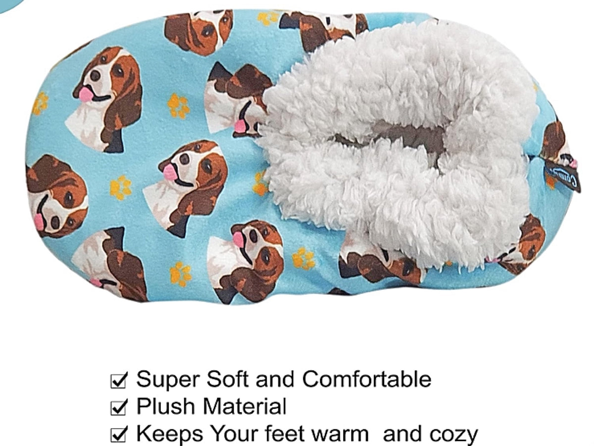 COMFIES BRAND Ladies BEAGLE DOG Non-Skid SLIPPERS By E&S Pets - Novelty Socks for Less