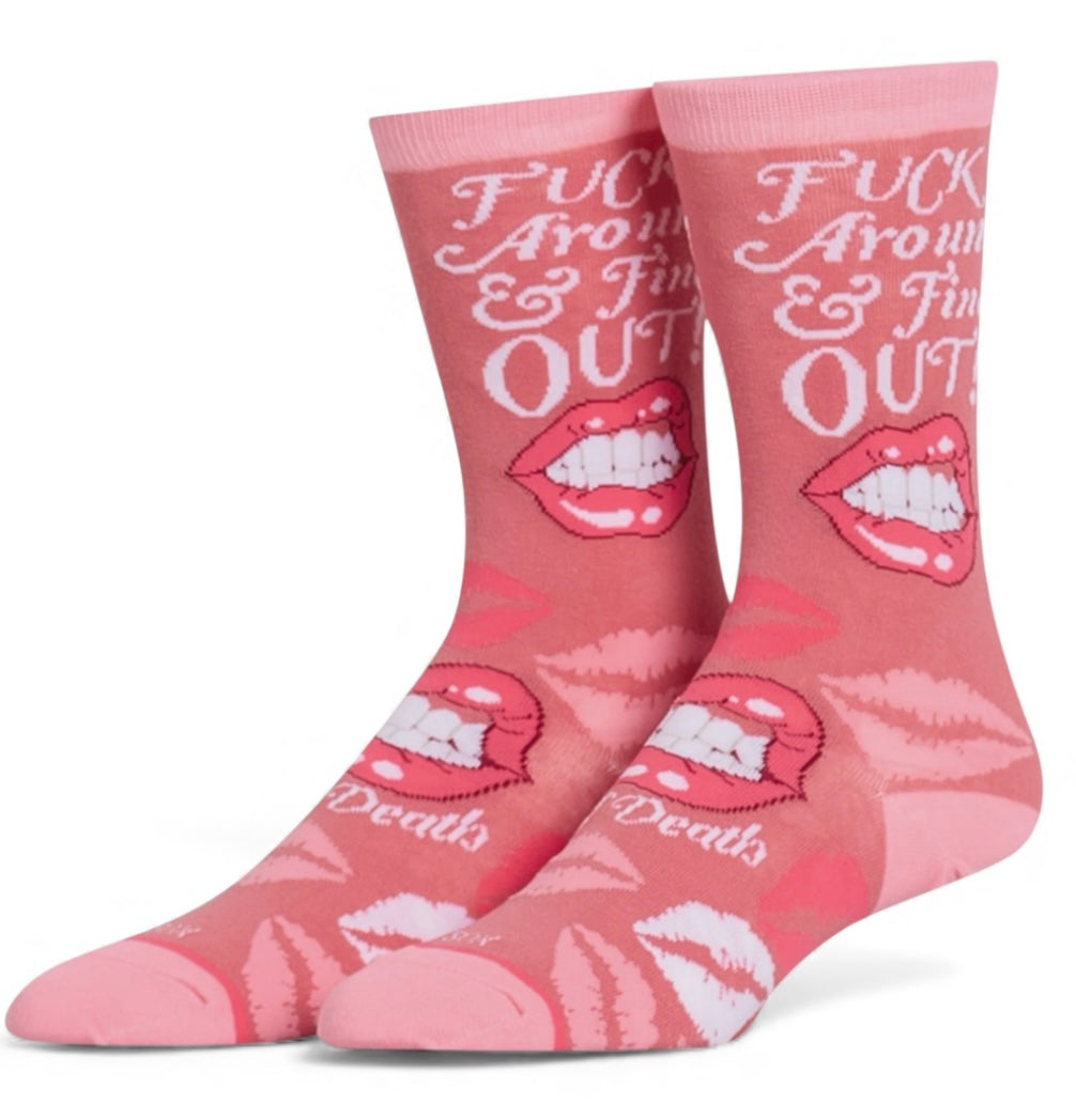 FUCK AROUND & FIND OUT Adult Unisex Socks Medium Feet COOL SOCKS Brand - Novelty Socks And Slippers