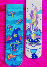 PALS SOCKS Brand Unisex Toddler & Kids CAT Mismatched Gripper Bottom Socks ABRA & CATABRA (CHOOSE SIZE) - Novelty Socks And Slippers
