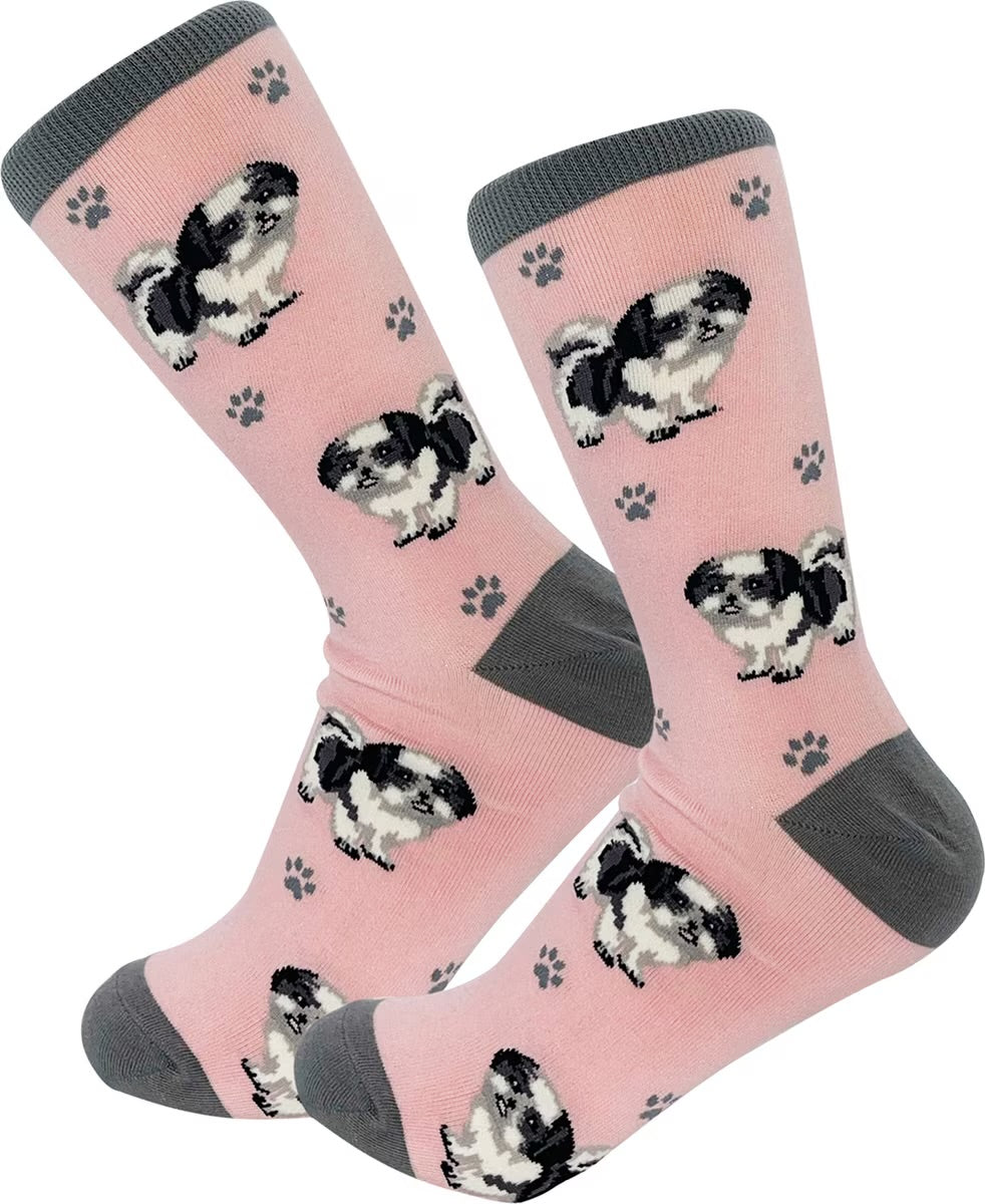 BLACK & WHITE SHIH TZU Dog Adult Unisex Socks By E&S Pets Choose Style