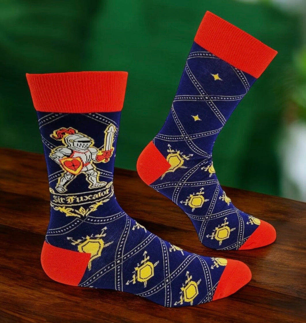 SIR FUXALOT Men’s Knight Socks Fabdaz Brand (SIR FUCKS A LOT) - Novelty Socks And Slippers