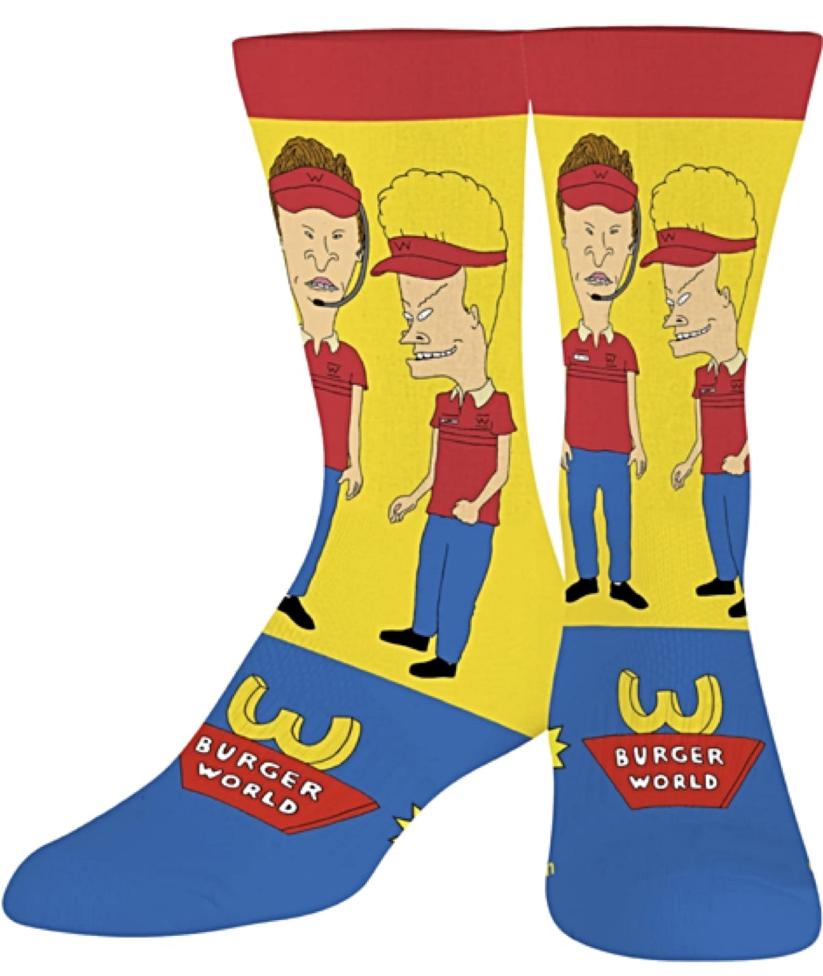 BEAVIS & BUTT-HEAD MEN’S BURGER WORLD EMPLOYEES SOCKS ODD SOX BRAND - Novelty Socks for Less