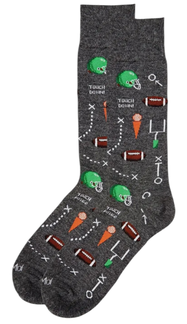 MeMoi BRAND MEN’S FOOTBALL SOCKS ‘TOUCH DOWN’ (Choose Color) - Novelty Socks And Slippers