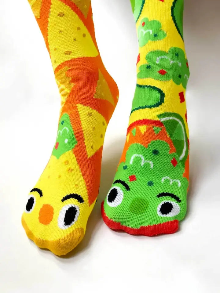 CHIPS & GUAC Unisex MISMATCHED Socks PALS SOCKS Brand CHOOSE SIZE) KIDS & ADULT - Novelty Socks And Slippers