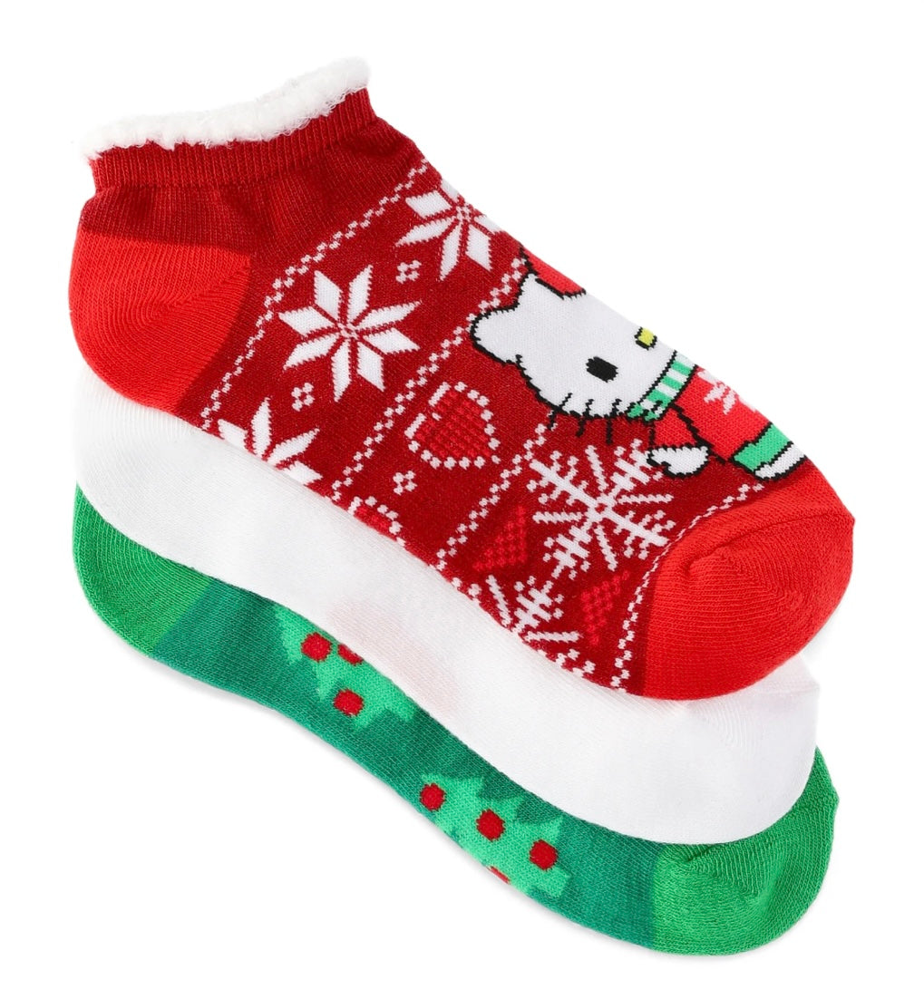 SANRIO HELLO KITTY Ladies Christmas 3 Pair Of No Show Socks - Novelty Socks And Slippers