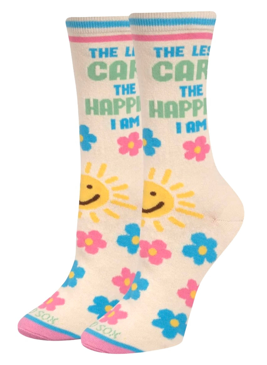 COOL SOCKS Brand Unisex THE LESS I CARE THE HAPPIER I AM Socks - Novelty Socks And Slippers