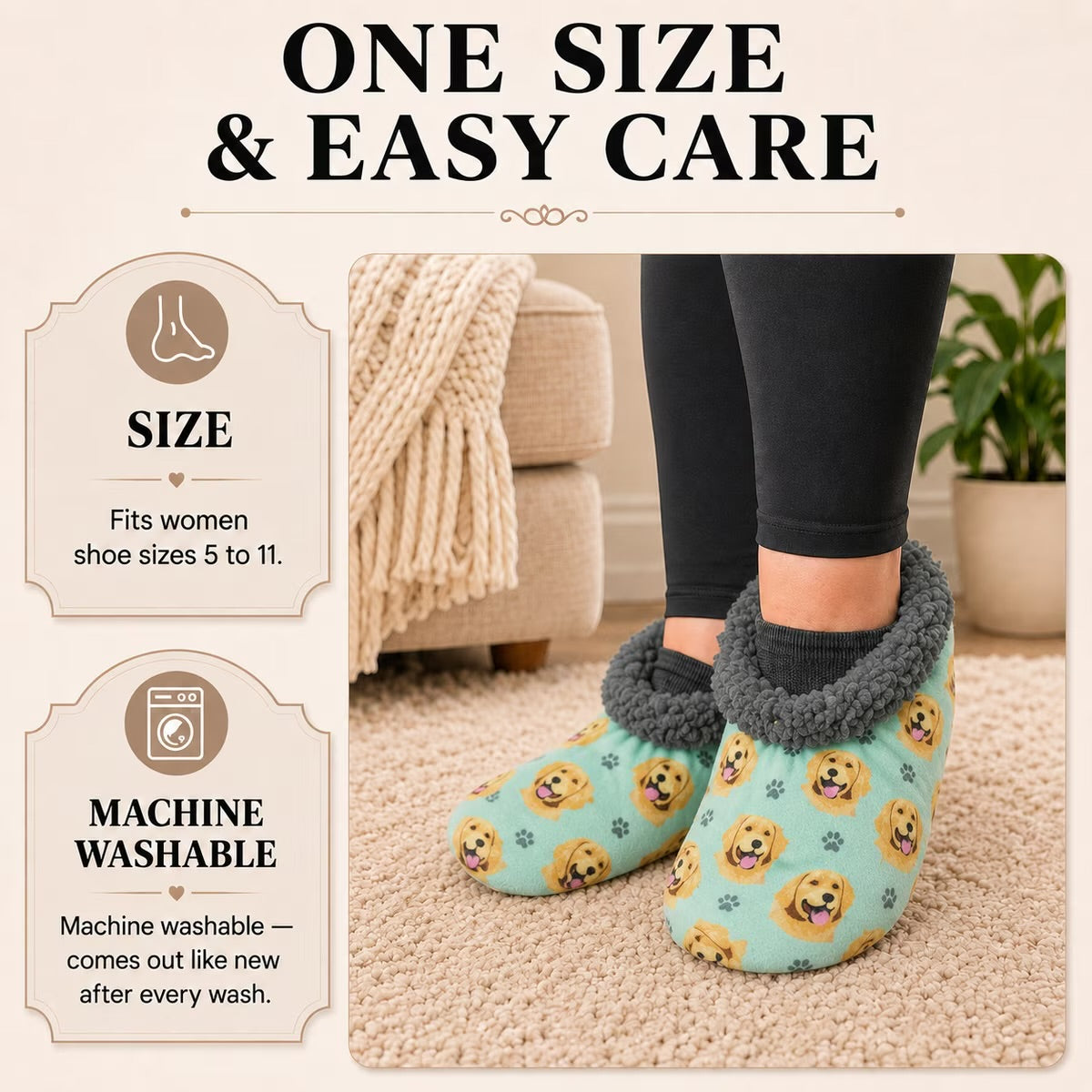 GOLDEN RETRIEVER Dog Ladies Non-Slip Slippers COMFIES BRAND By E&S Pets