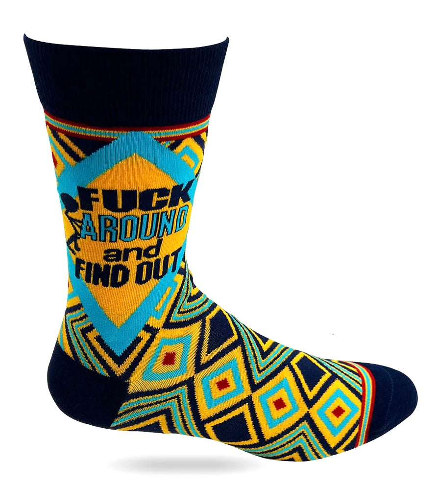 FABDAZ Brand Men’s FUCK AROUND AND FIND OUT Socks - Novelty Socks And Slippers