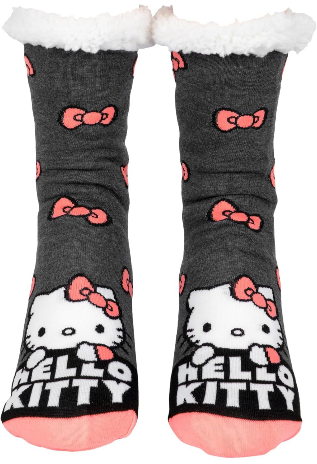 SANRIO HELLO KITTY Ladies Sherpa Lined Gripper Bottom Slipper Socks - Novelty Socks And Slippers
