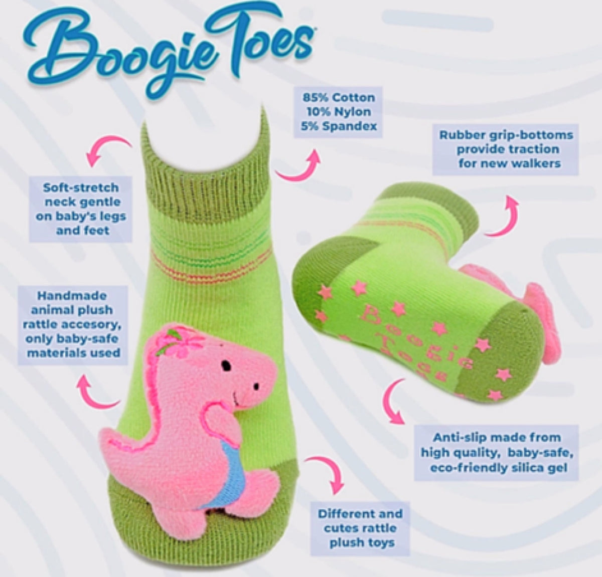 BOOGIE TOES Unisex Baby LION Rattle Gripper Bottom Socks By Piero Liventi - Novelty Socks And Slippers
