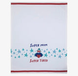 SUPER MOM SUPER TIRED Kitchen Tea Towel FUNATIC Brand - Novelty Socks And Slippers