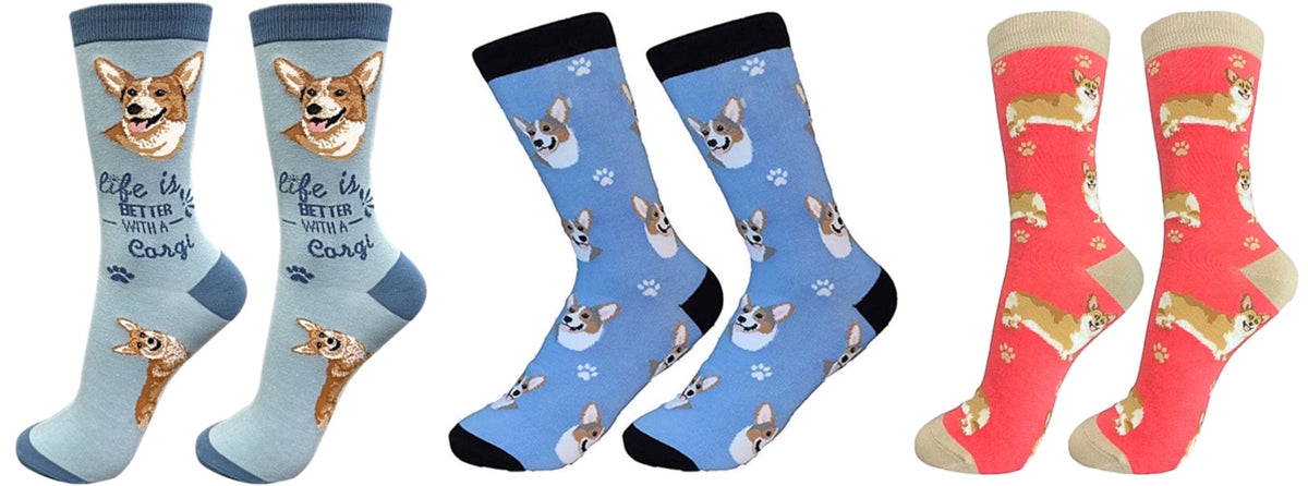 WELSH CORGI Dog Unisex Socks By E&S Pets CHOOSE SOCK DADDY, HAPPY TAILS, LIFE IS BETTE - Novelty Socks for Less